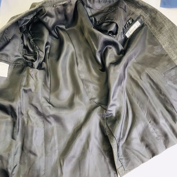 Hickey Freeman Wool Sport Coat Bespoke Boardroom Glen Plaid Gray 41 Academia Men - Picture 12 of 12